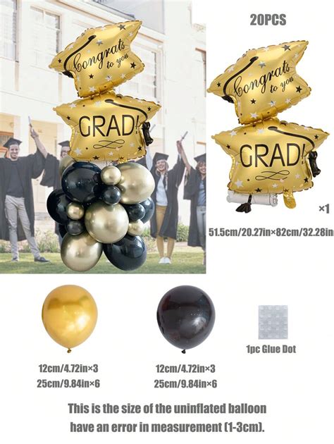 Set De Piezas De Globos Tem Ticos De Graduaci N En Negro Y Dorado