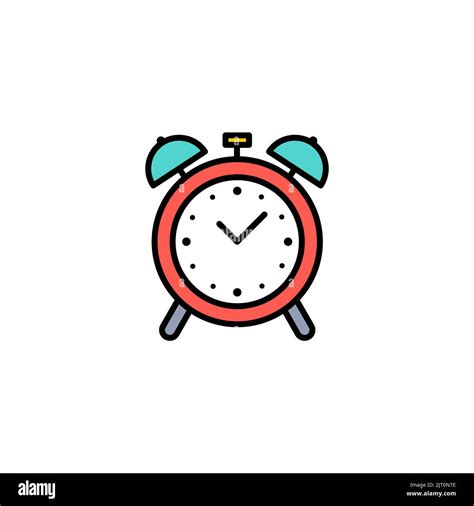 Alarm Clock Minimalist Icon Colorful Filled Pictogram Desktop Clock