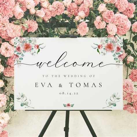 Wedding Welcome Sign, Roses Wedding Sign, Welcome to Our Wedding Sign ...