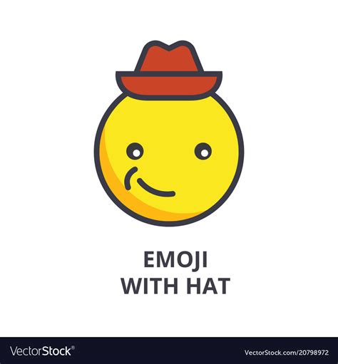 Smiling emoji with hat line icon Royalty Free Vector Image