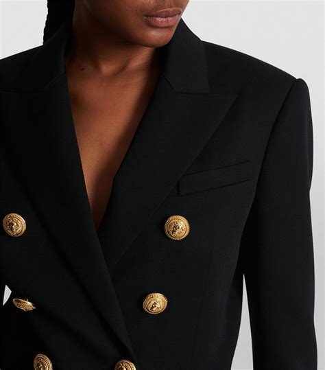 Womens Balmain Black Wool Double Breasted Blazer Harrods Uk