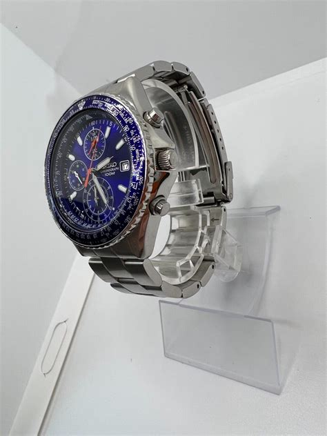 Seiko Flightmaster Pilot T Cf Quartz Chronograph Blue Dial Mens