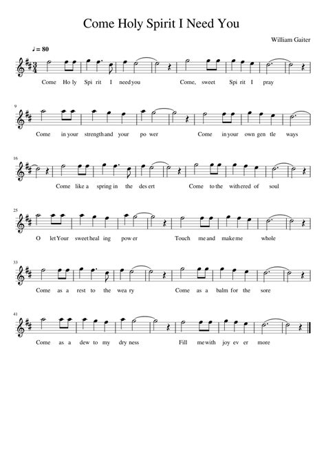 Come Holy Spirit I Need You Sheet Music For Saxophone Alto Solo