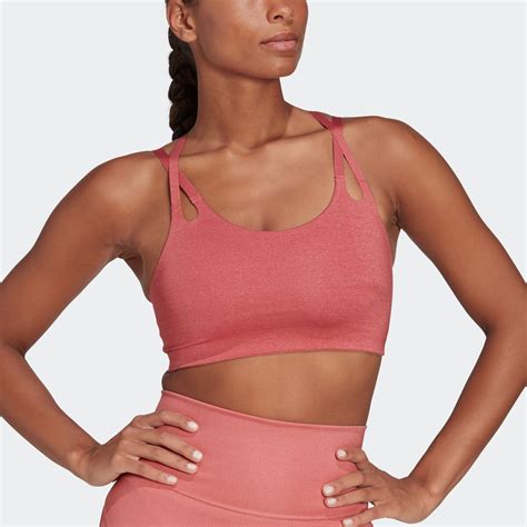 Buy Adidas Yoga Luxe Studio Lightsupport Fire Bra Pink At 50 Off