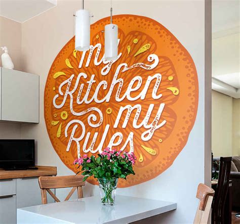 Sticker Maison Ma Cuisine Mes R Gles Orange Tenstickers