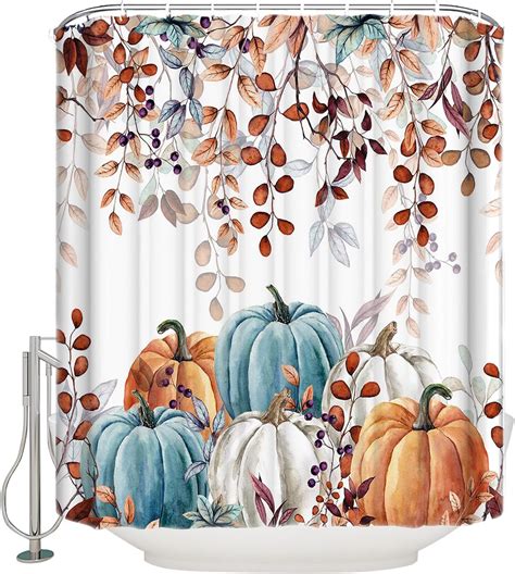 Lbdomov Multi Pumpkins Shower Curtain With Hooks Fabric