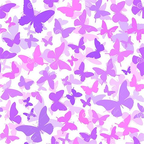 Purple Butterflies Seamless Pattern Vector Background With Butterflies Stock Vector