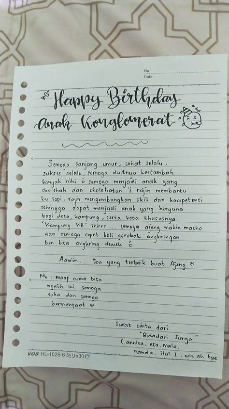 contoh surat ulang  aesthetic