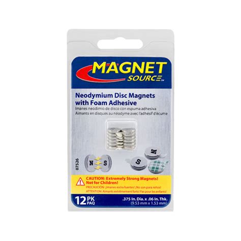 Master Magnetics 07526 Super Neodymium Disc Magnets With Adhesive 12 Pk