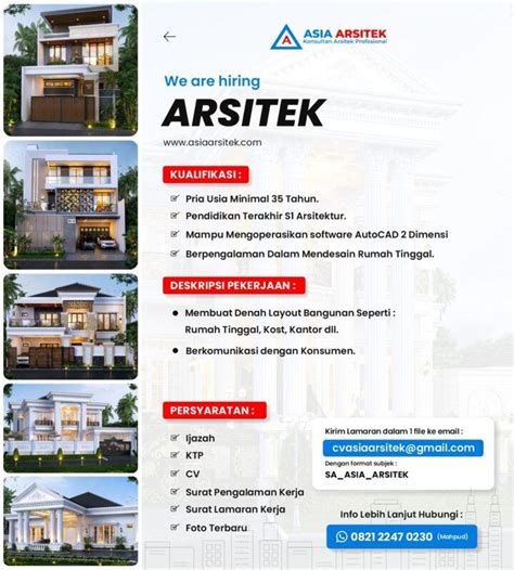 Lowongan Kerja Arsitek Di CV Asia Arsitek LokerJogja ID