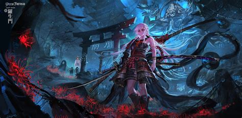 Armor Katana Original Pixiv Fantasia Samurai Stu Dts Sword Torii Weapon