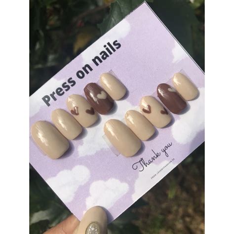 Jual Press On Nails Nude Choco Love Shopee Indonesia