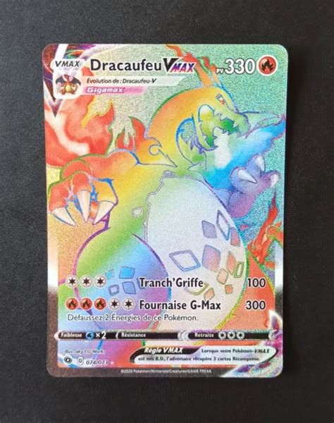 CARTE POKÉMON DRACAUFEU V Max Secrète 074 073 La Voie du Maitre FR