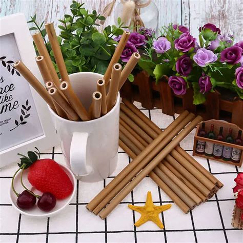 Pcs Bamboo Straw Reusable Straw Cm Organic Bamboo Drinking Straws