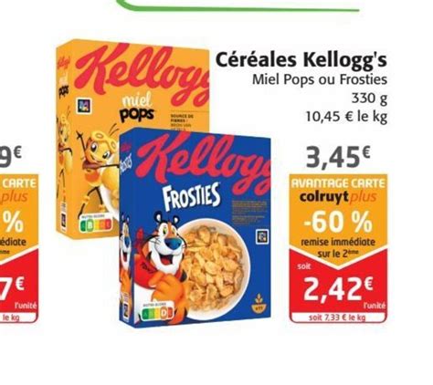 Promo C R Ales Kellogg S Miel Pops Ou Frosties Chez Colruyt