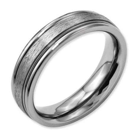 Chisel Titanium Grooved Edge 6mm Satin And Polished Band Titanium