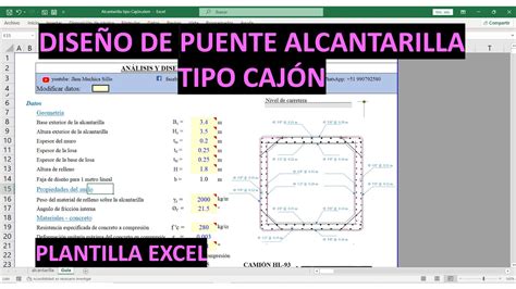 DiseÑo De Puente Alcantarilla Tipo CajÓn Aashto Plantilla Excel Profesional Youtube