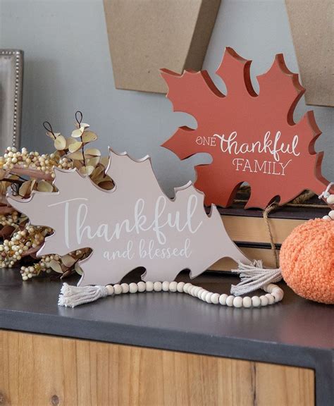 Col House Designs Wholesale Thankful And Blessed Beige Wooden Leaf