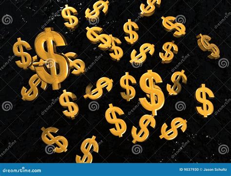 Falling Gold Dollar Signs Stock Photo Image 9037930