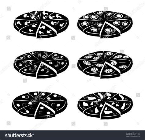 Pizza Silhouettes Vector Icon Set 55071106 Shutterstock