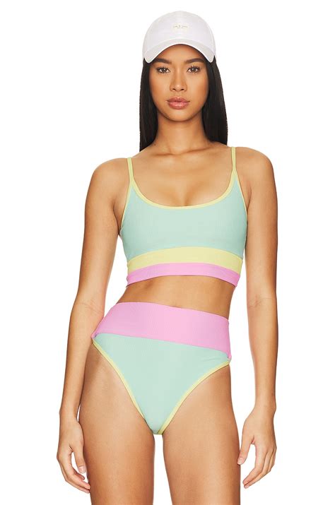 Beach Riot Eva Bikini Top In Pastel Macaron Colorblock Revolve