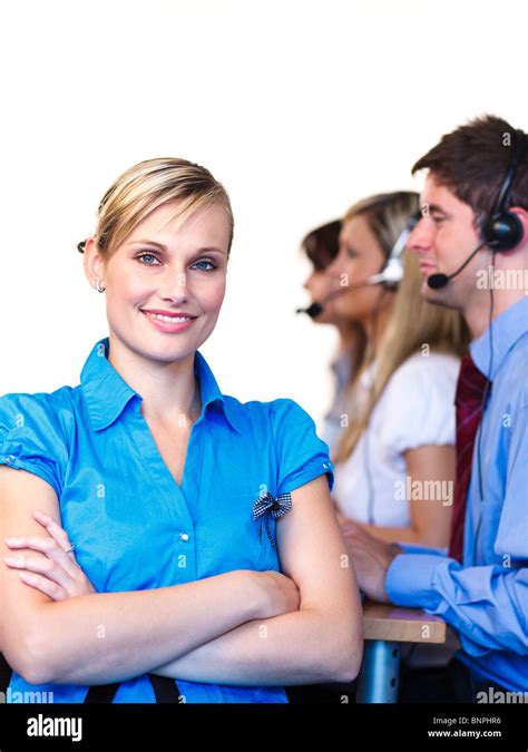 Blonde Manager Looking At The Camera Stock Photo Alamy