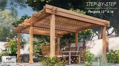 Pergola 12'x16' DIY Plans, a Step-by-step Guide in Pdf Format With Imperial Measurements - Etsy