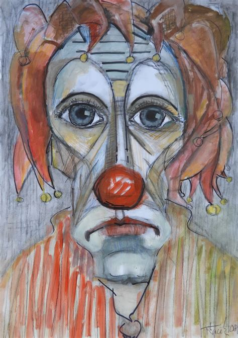 Sad Clown, Painting by Lubomir Tkacik | Artmajeur