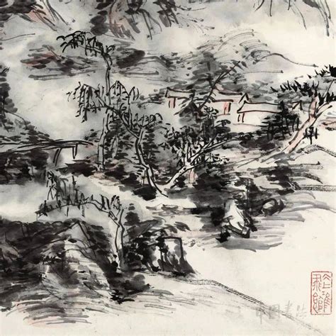 赏画 黄宾虹《歙浦山水》版权作品近景