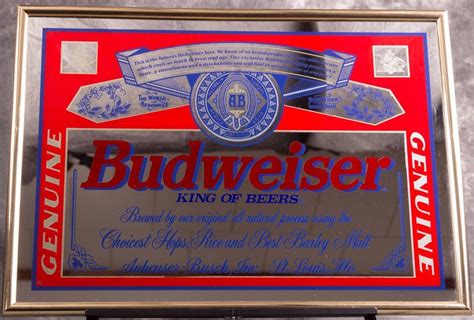 Vintage 1995 Genuine Budweiser Mirror King Of Beers Sign Bar Anheuser