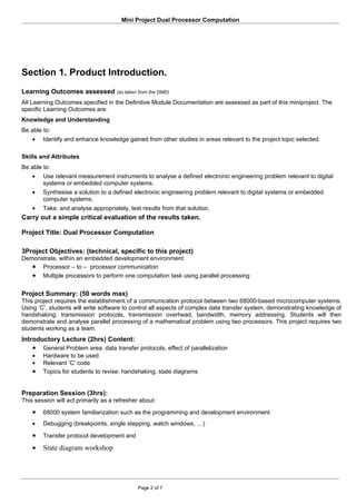 Mini Project Dual Processor Computation Pdf