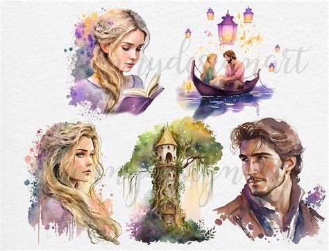 Rapunzel Clipart Princess Png Watercolor Rapunzel Clipart Etsy