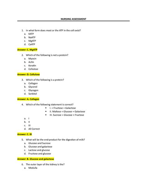 Nursing Entrance Exam Assessment Question And Answer And Reviewer