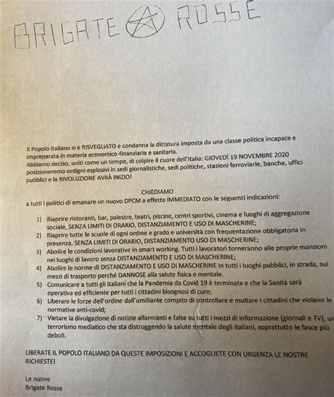 Al Sindaco Lettera Di Minacce Firmata Le Nuove Brigate Rosse Il