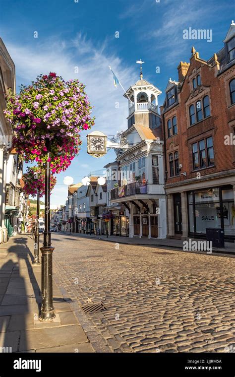 Famous place in England Guildford High Street The Guildhall historic ...