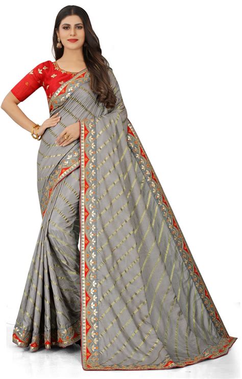 Awriya Women S Saree With Rajasthani Leheriya Style Foil Print With