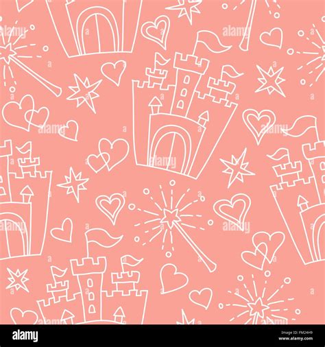 Hand Drawn Vector Seamless Princess Pattern Stock Vector Image Art