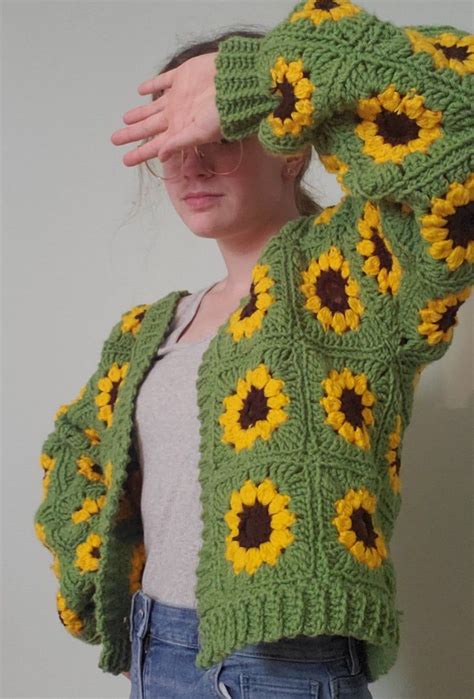 The Sunflower Cardigan Crochet Pattern Etsy Unique Crochet Cute