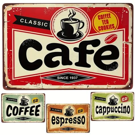 Cafe Tin Sign Classic Coffee Tea Since 1937 Vintage Temu Australia