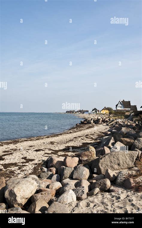 Houses On The Beach Of Graswarder Peninsula Heiligenhafen Schleswig