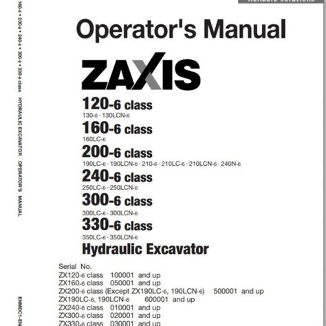 Hitachi Hydraulic Excavator ZX190LC 5B ZX190LCN 5B Workshop Manual