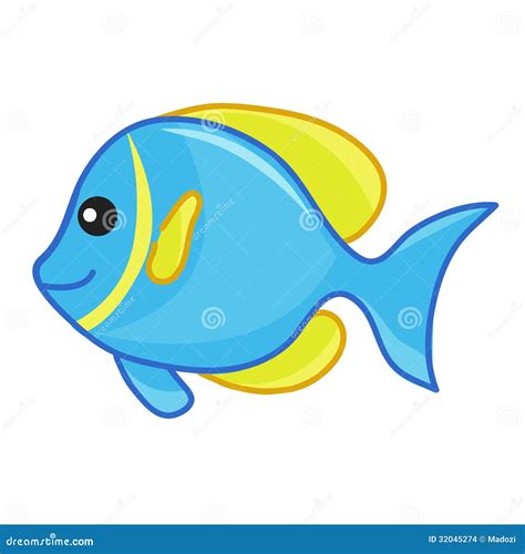 Blue And Yellow Cute Fish Stock Vector Illustration Of Drawing