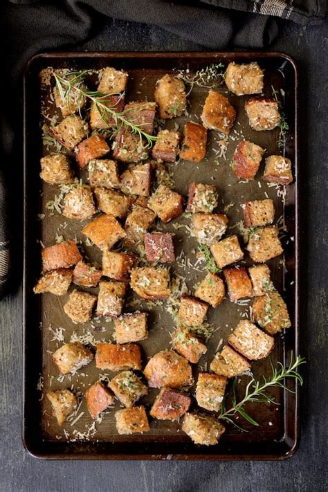 Whole Grain Crouton Recipe With Thyme Rosemary And Parmesan