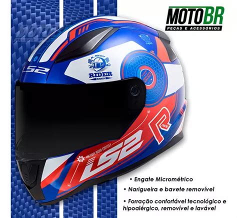 Capacete Para Moto Ls Ff Rapid Stratus Blue Red White Cor Azul