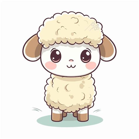 Mignon Bébé Mouton Main Dessin Animé Illustration Vectorielle Nature