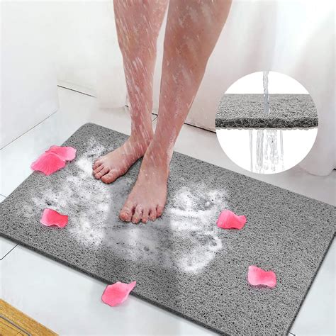 Semfri Non Slip Pvc Loofah Bath Mat Quick Drying Soft Textured 16x24