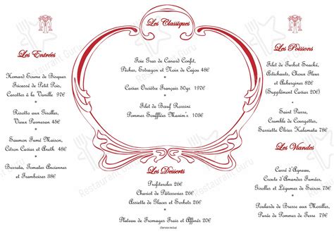 Menu At Maxims De Paris Restaurant Paris 3 Royale Street