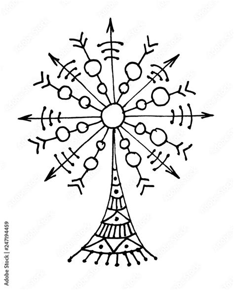 The Tree Of Life Symbolic Black And White Hand Drawing Pixel Graphics