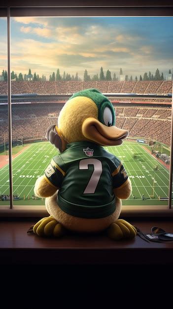 Premium AI Image | University of Oregon Duck Mascot sitting down 3D cartoon