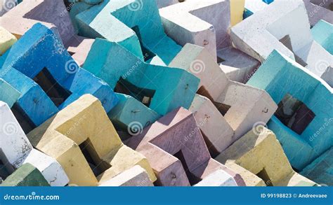 Multi Colored Reinforced Concrete Blocks Stock Image Image Of Bright